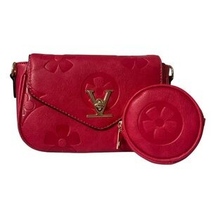 LV fuchsia color Designer Crossbody Bag 2 pieces